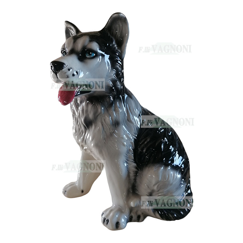 STATUA CANE SIBERIAN HUSKY IN CERAMICA CM. 42 -ANIMALI-